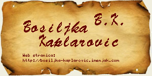 Bosiljka Kaplarović vizit kartica